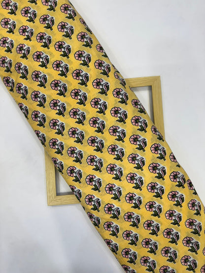 Pastel Yellow Booti Cotton Fabric