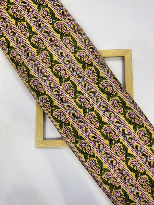 Pastel Yellow Stripes Cotton Fabric