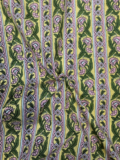 Pastel Yellow Stripes Cotton Fabric