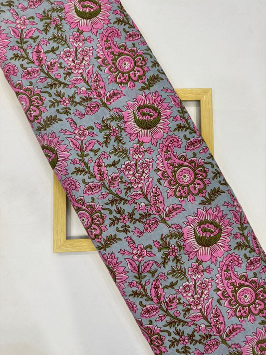 Pastel Mint Blossom Cotton Fabric