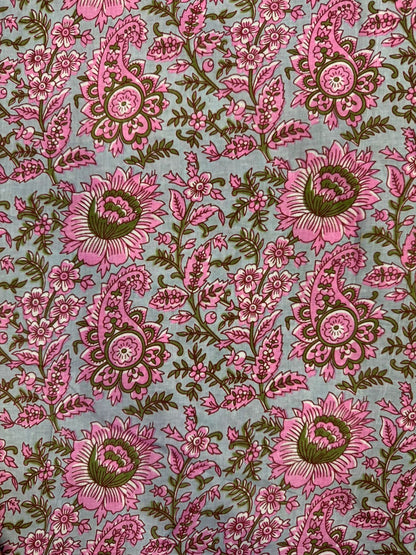 Pastel Mint Blossom Cotton Fabric