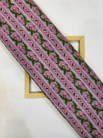 Pastel Mint Stripes Cotton Fabric