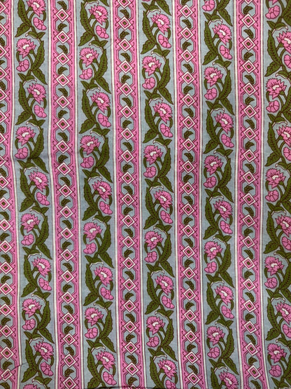 Pastel Mint Stripes Cotton Fabric