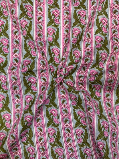 Pastel Mint Stripes Cotton Fabric