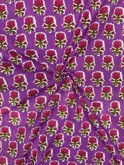 Purple Booti Cotton Fabric