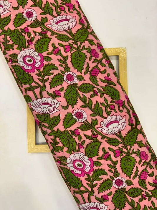 Peach Pink Blossom Cotton Fabric