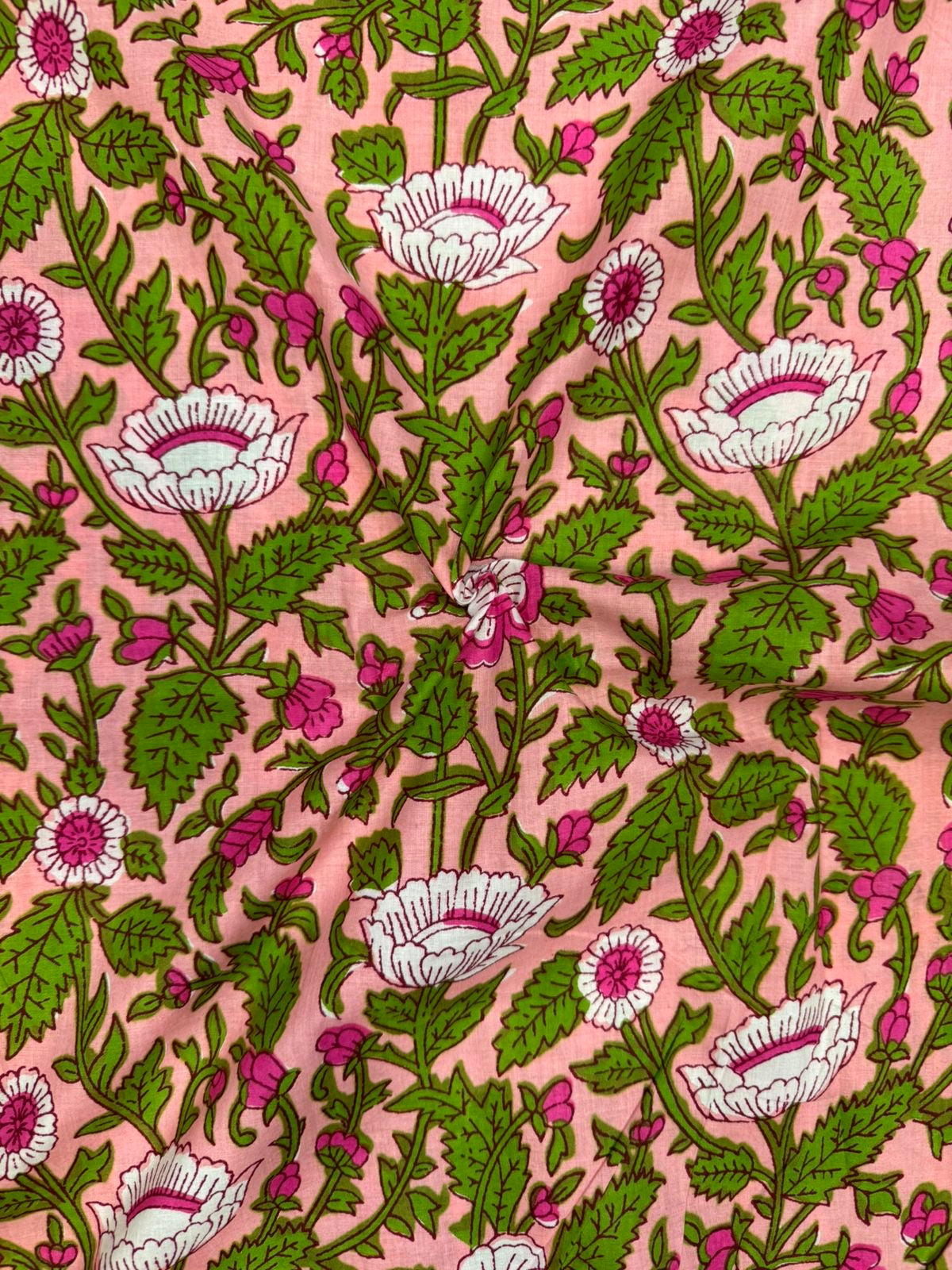 Peach Pink Blossom Cotton Fabric