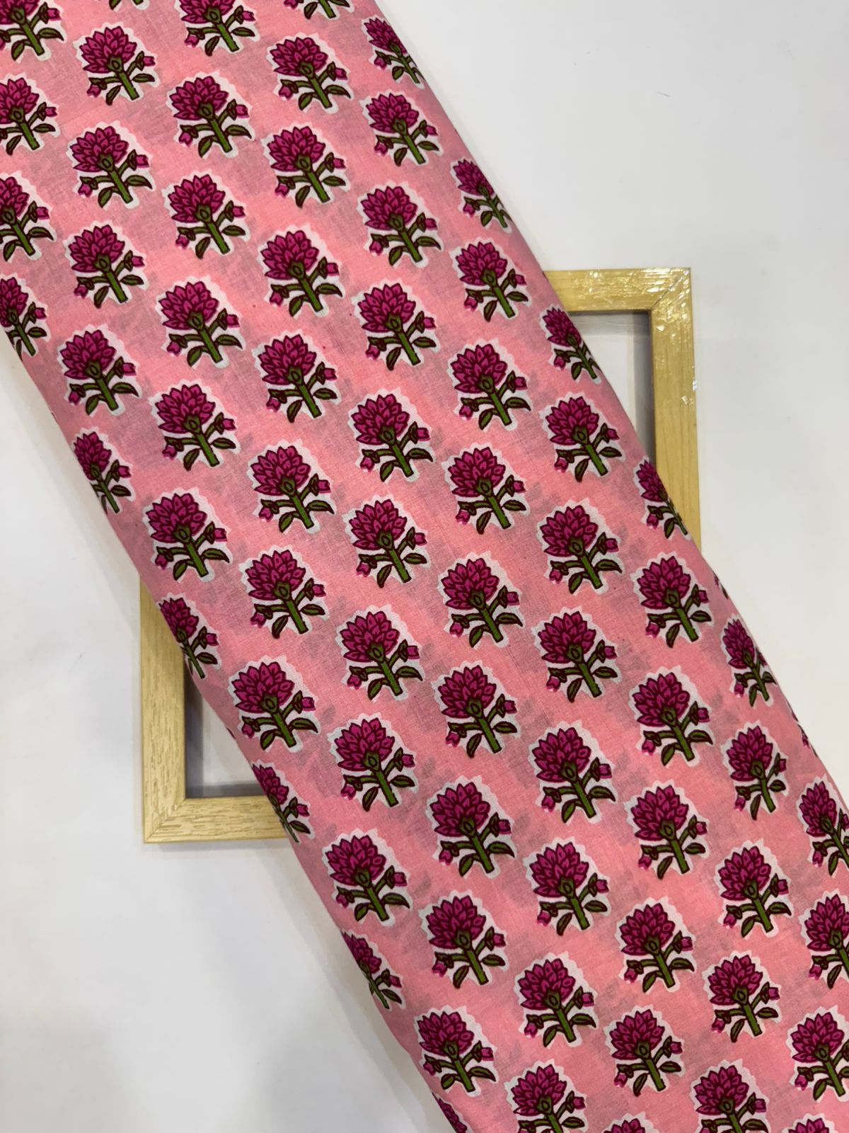 Peach Pink Booti Cotton Fabric