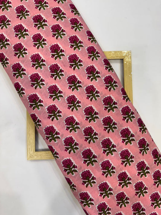 Peach Pink Booti Cotton Fabric