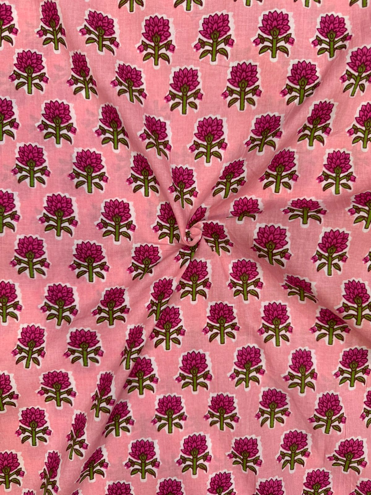 Peach Pink Booti Cotton Fabric