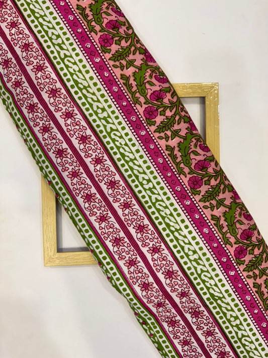 Peach Pink Panel Cotton Fabric