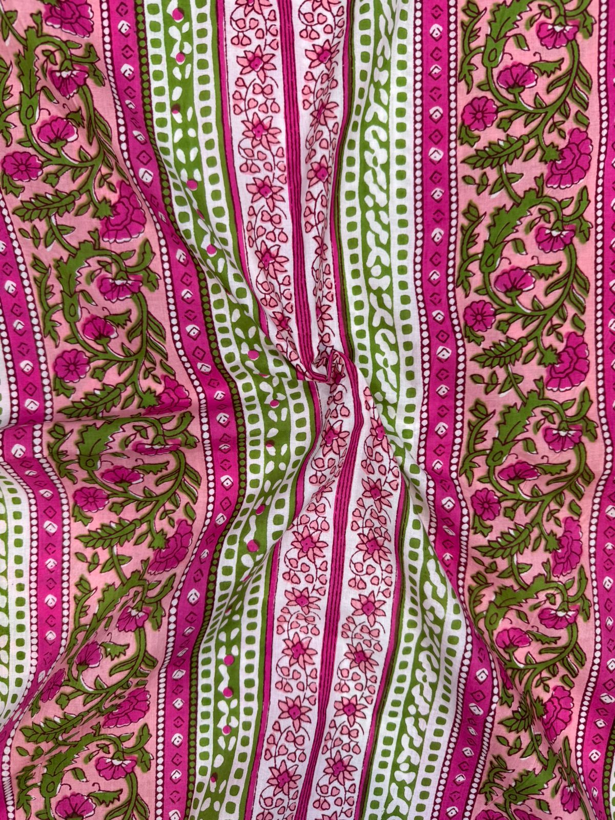 Peach Pink Panel Cotton Fabric