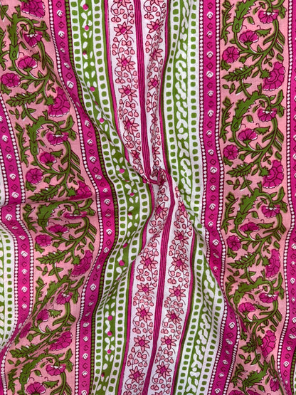 Peach Pink Panel Cotton Fabric