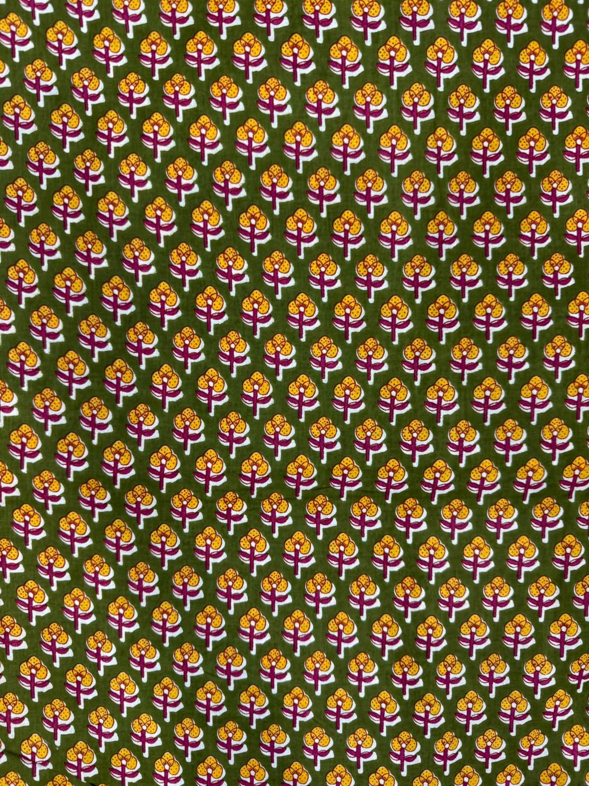 Mehandi Wine Booti Cotton Fabric