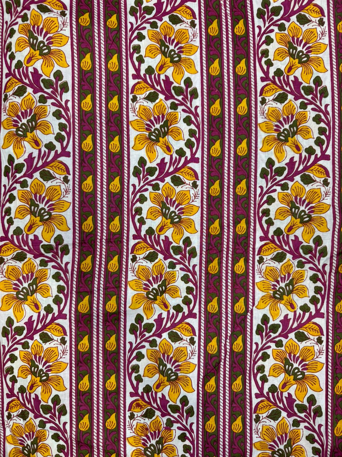 Mehandi Wine Panel Cotton Fabric