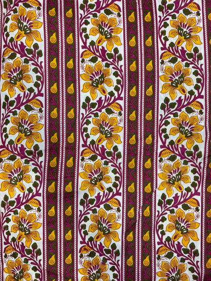 Mehandi Wine Panel Cotton Fabric