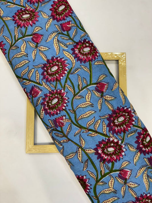 Blue Bloom Cotton Fabric