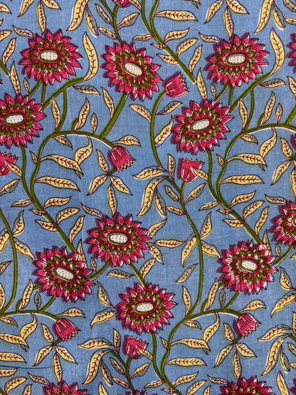 Blue Bloom Cotton Fabric