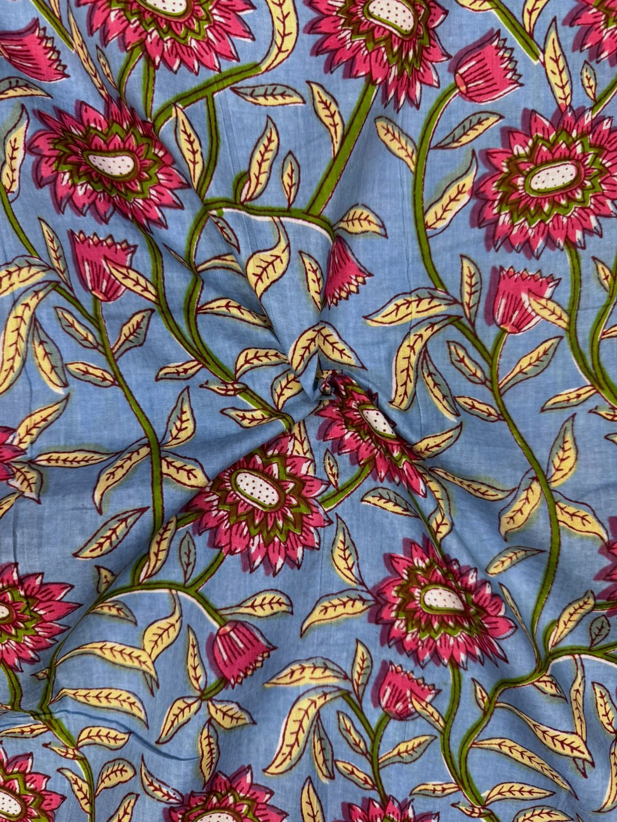 Blue Bloom Cotton Fabric