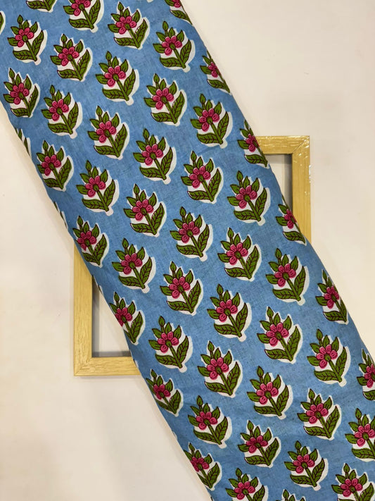 Blue Booti Cotton Fabric