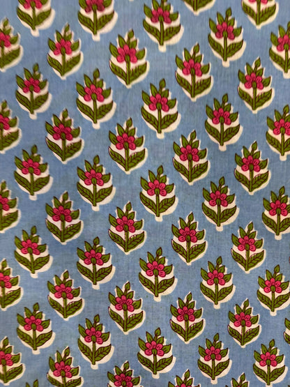 Blue Booti Cotton Fabric