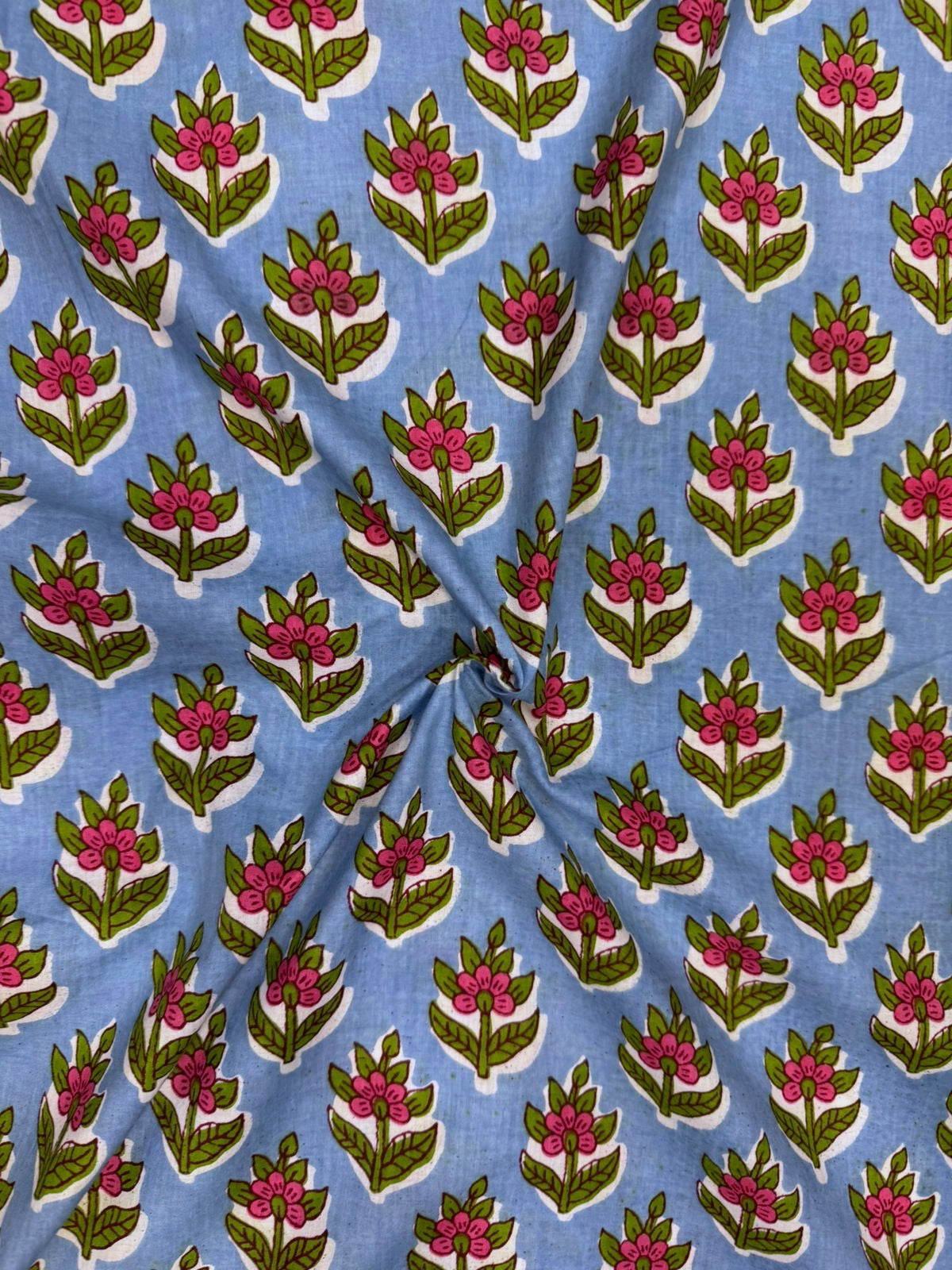 Blue Booti Cotton Fabric