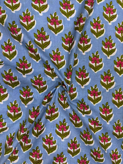Blue Booti Cotton Fabric