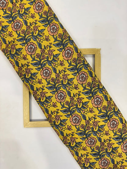 Yellow Jaal Cotton Fabric