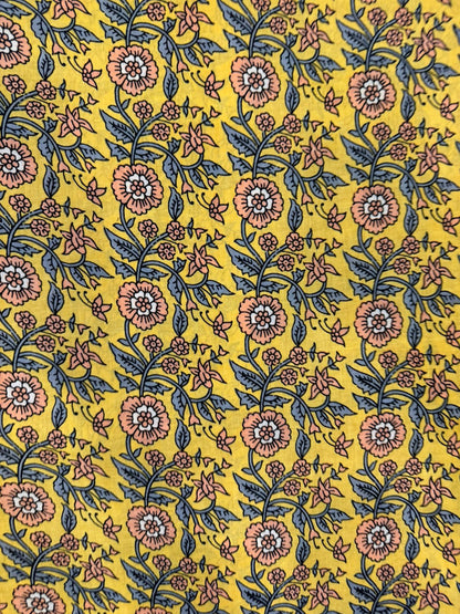 Yellow Jaal Cotton Fabric