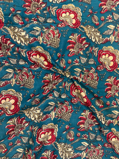 Dark Green Meadows Cotton Fabric