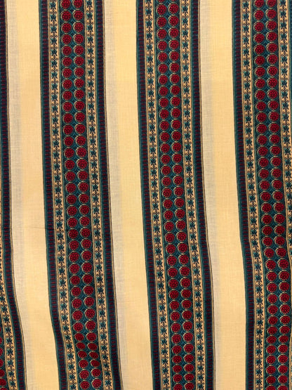 Dark Green Stripes Cotton Fabric