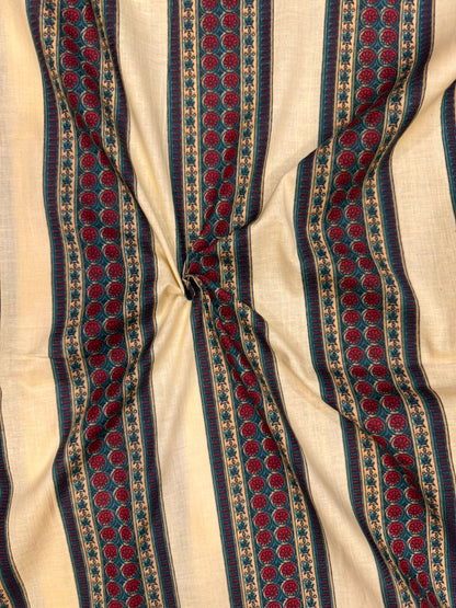 Dark Green Stripes Cotton Fabric