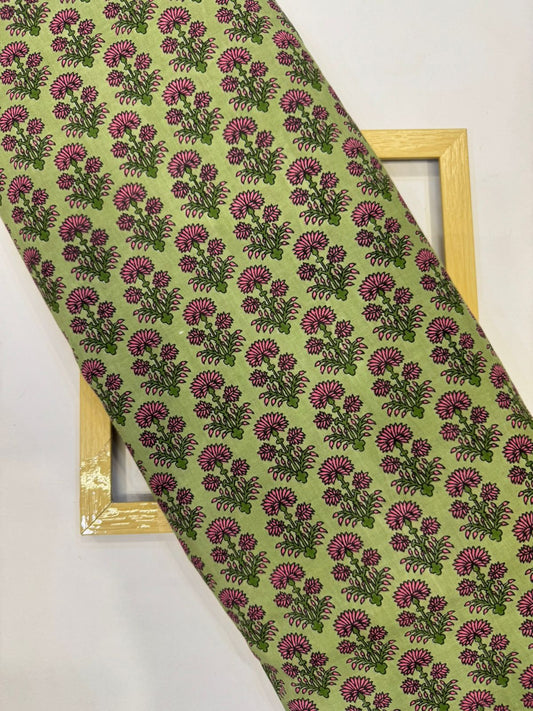 Green Booti Cotton Fabric