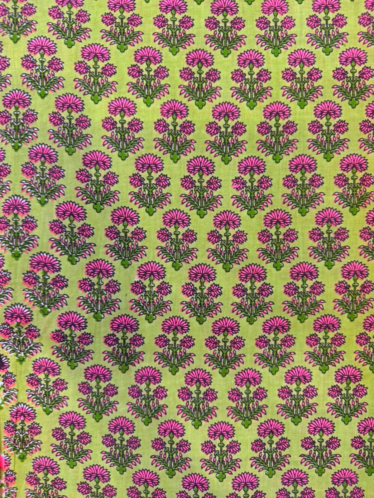 Green Booti Cotton Fabric