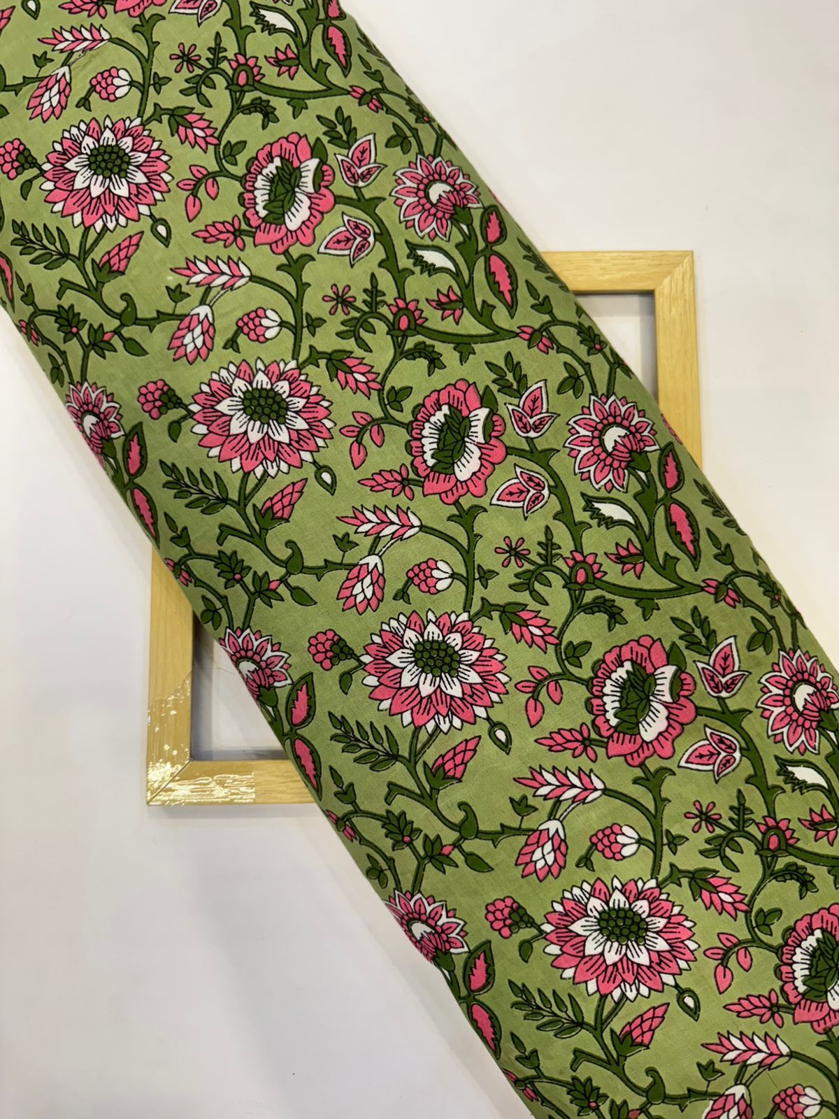 Green Floral Cotton Fabric