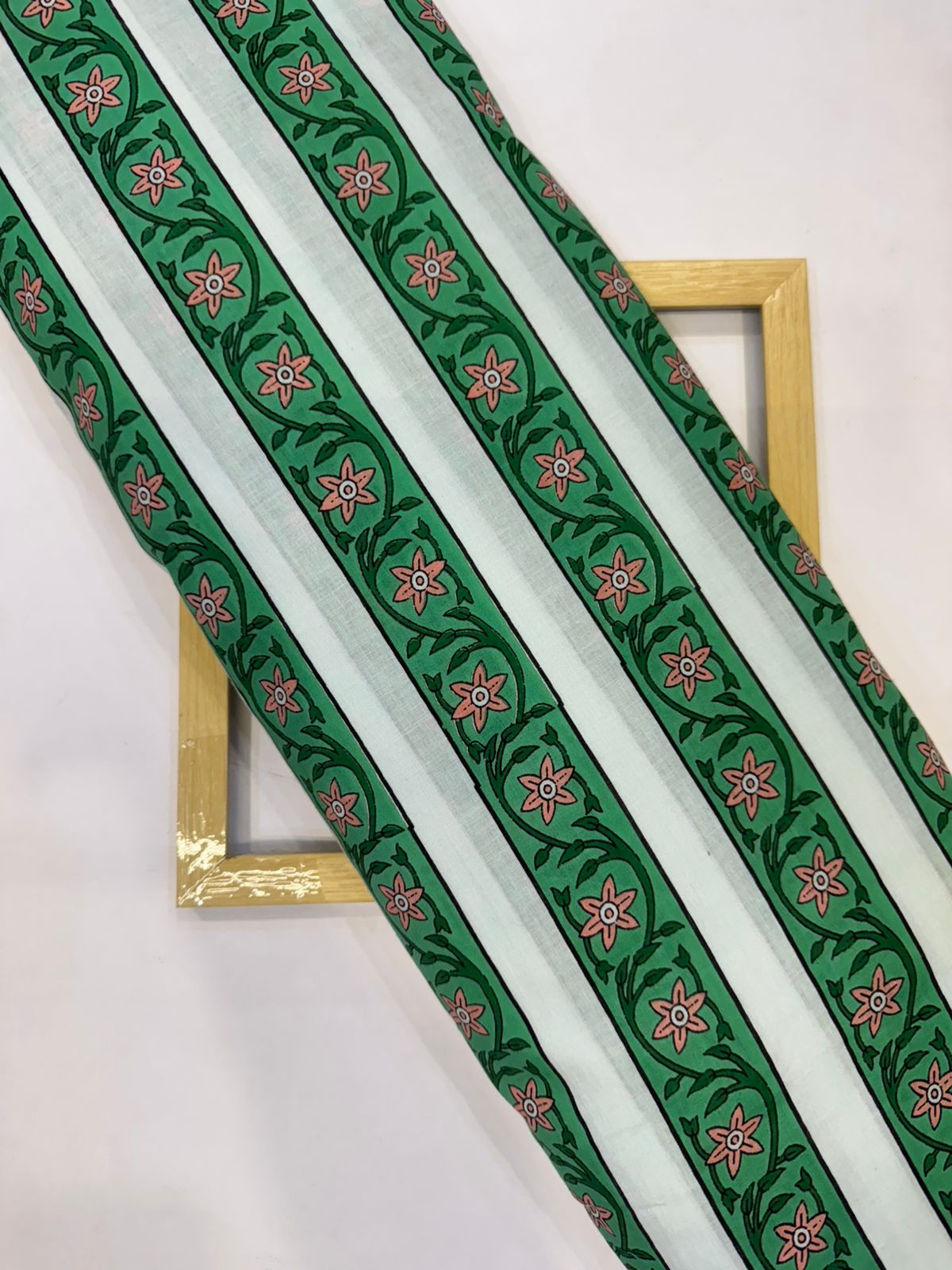 Emerald Green Stripes Cotton Fabric