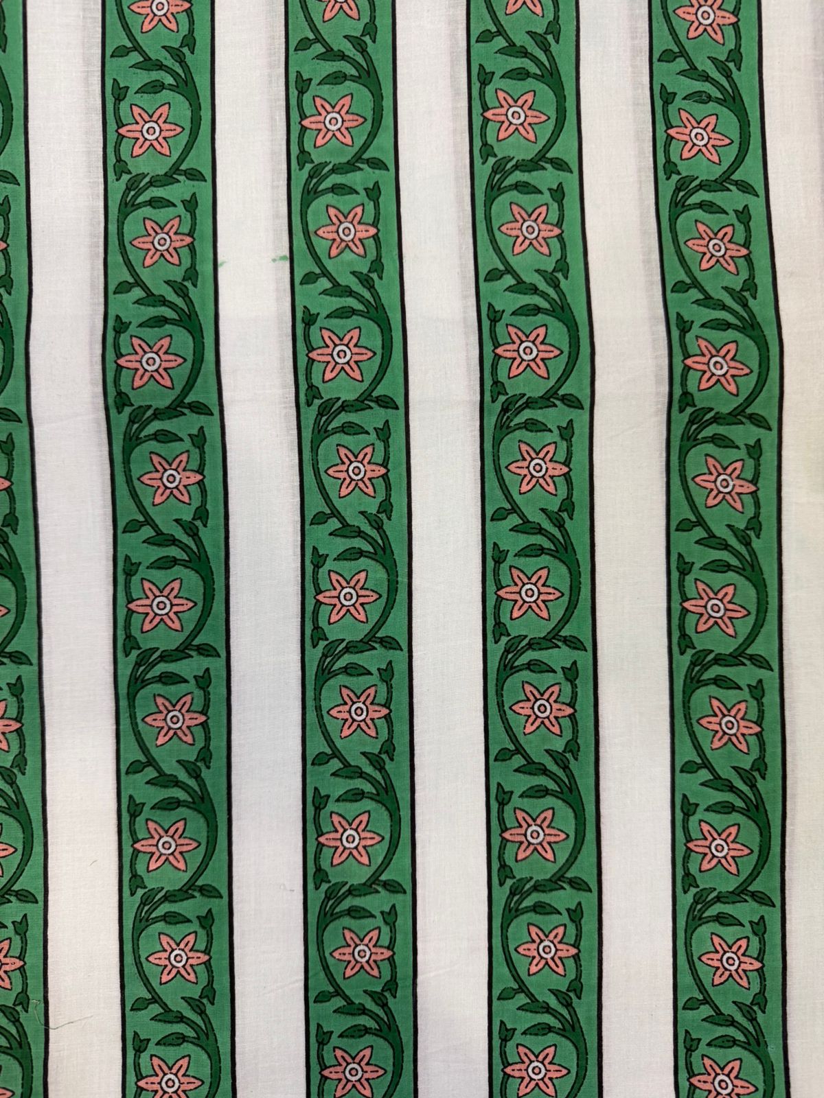 Emerald Green Stripes Cotton Fabric