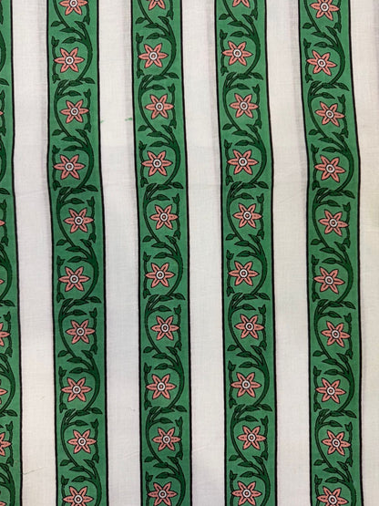 Emerald Green Stripes Cotton Fabric