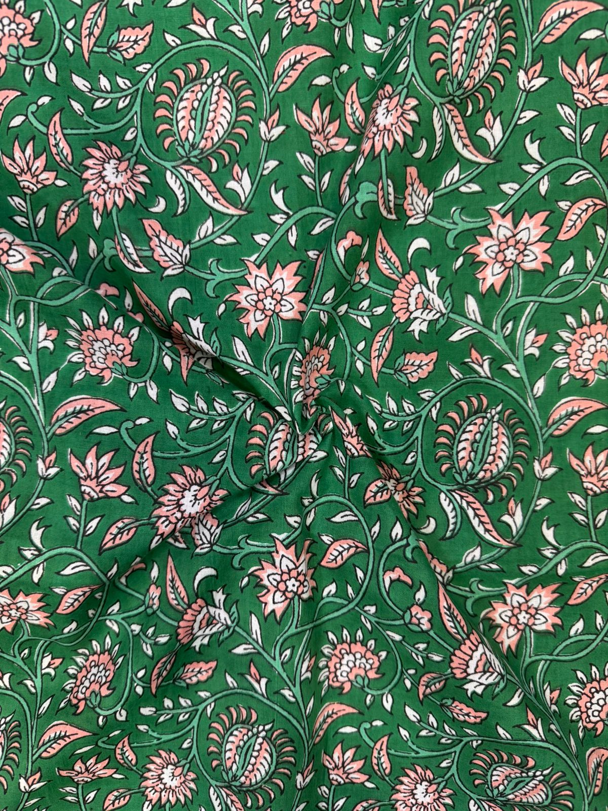Emerald Green Whispers Cotton Fabric