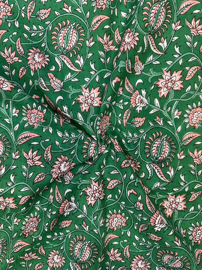 Emerald Green Whispers Cotton Fabric