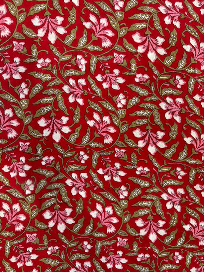 Red Florals Cotton Fabric