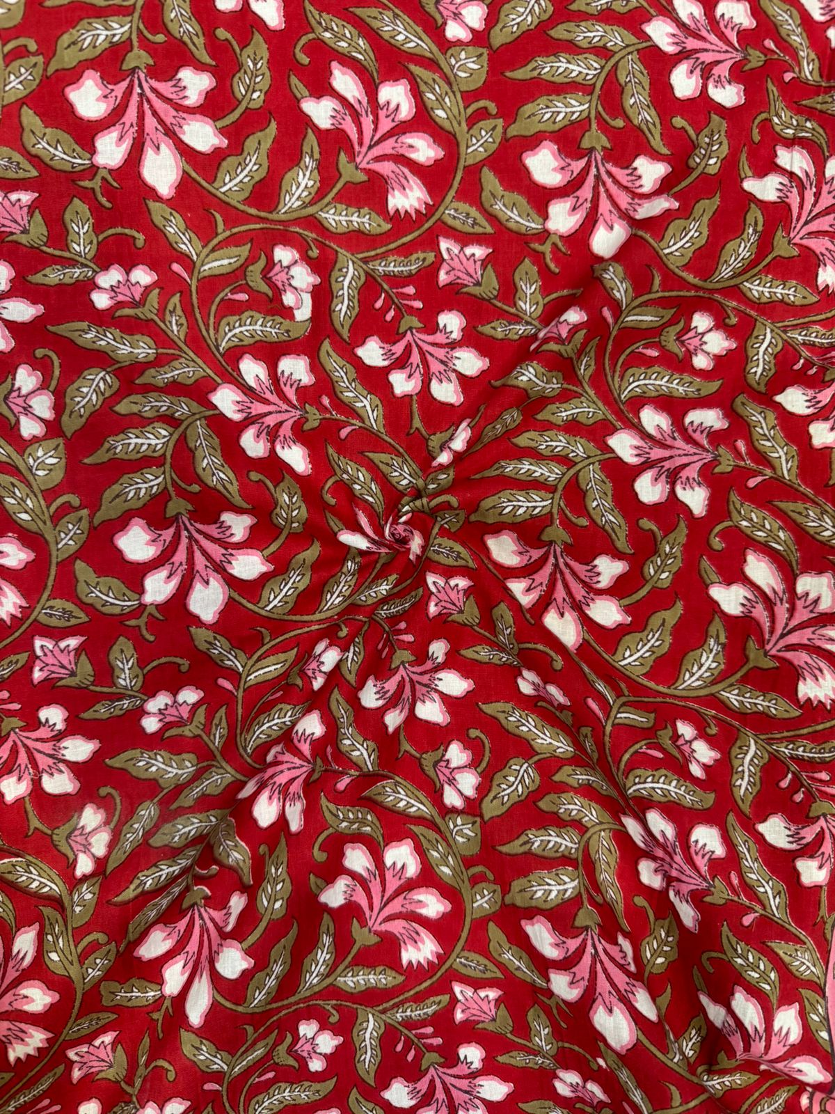 Red Florals Cotton Fabric