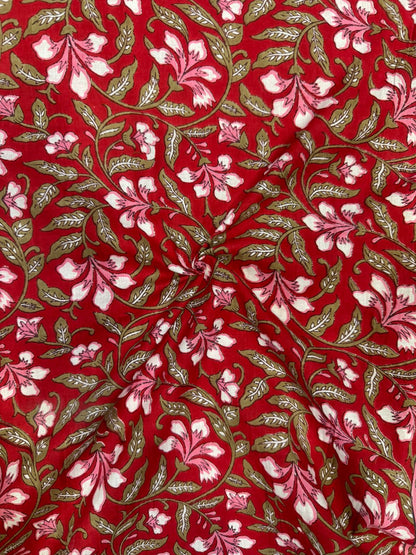 Red Florals Cotton Fabric