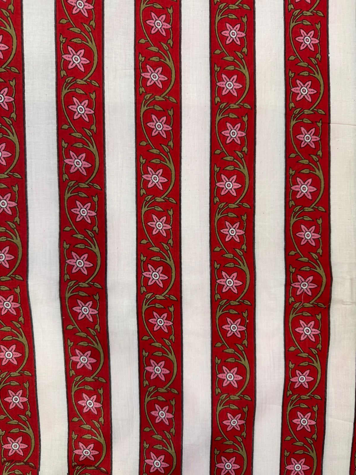 Red Stripes Cotton Fabric