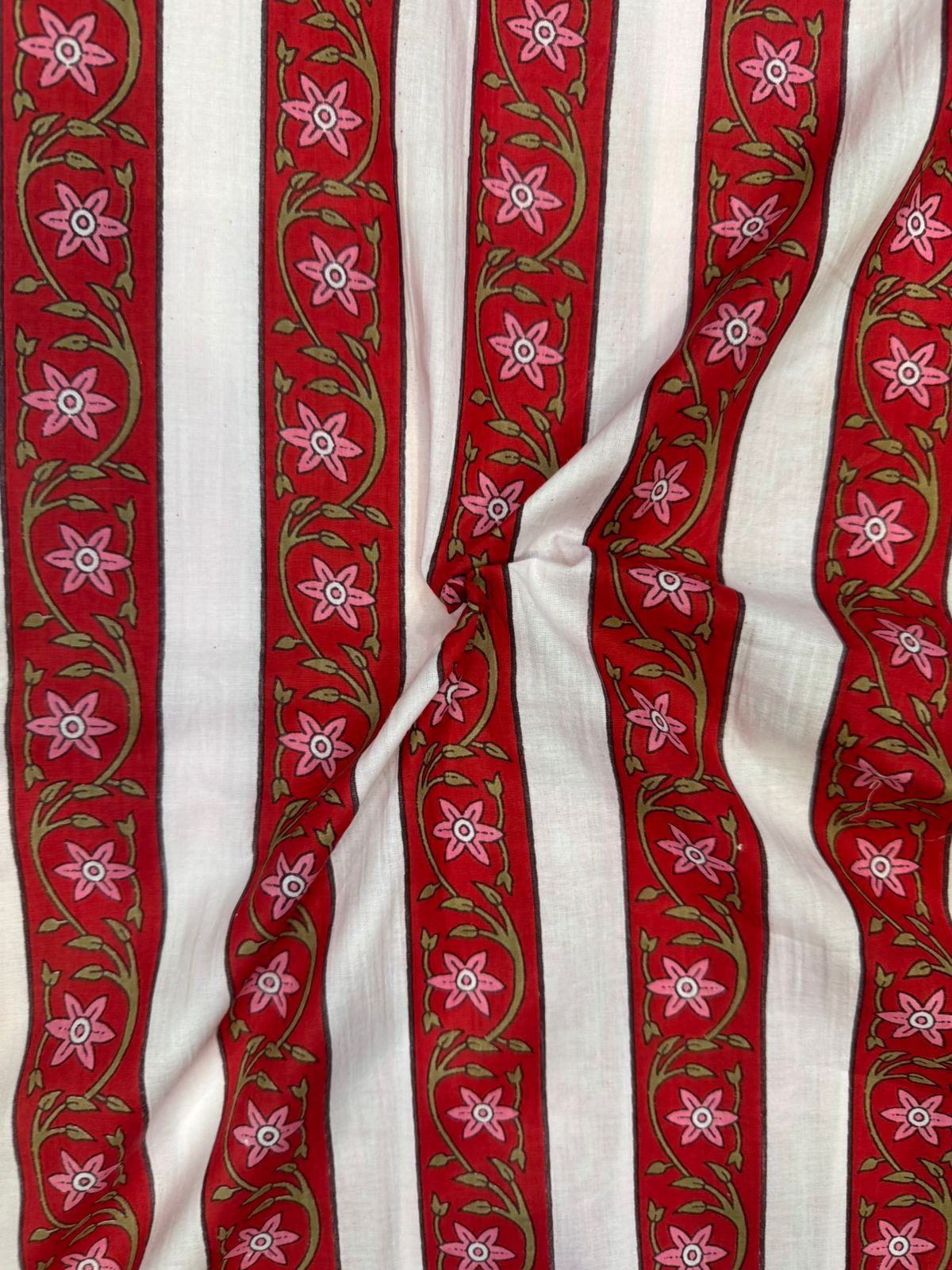 Red Stripes Cotton Fabric