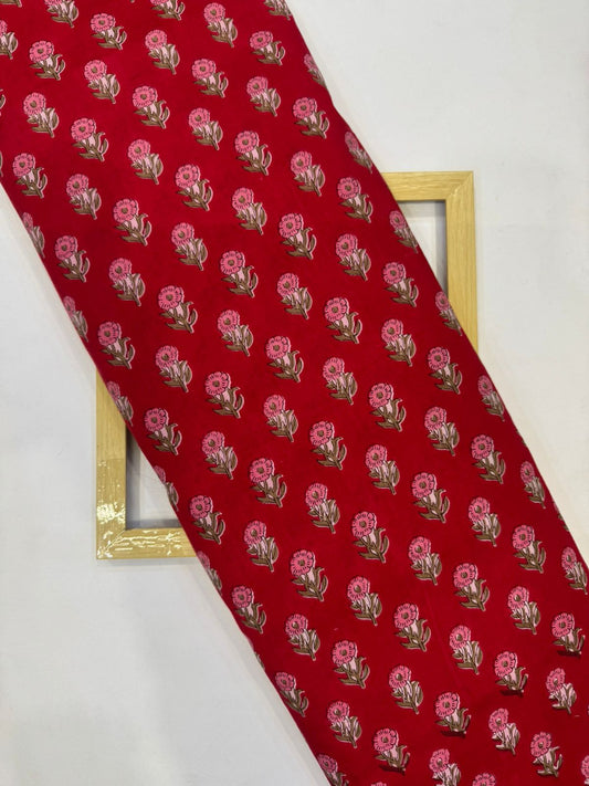 Red Booti Cotton Fabric