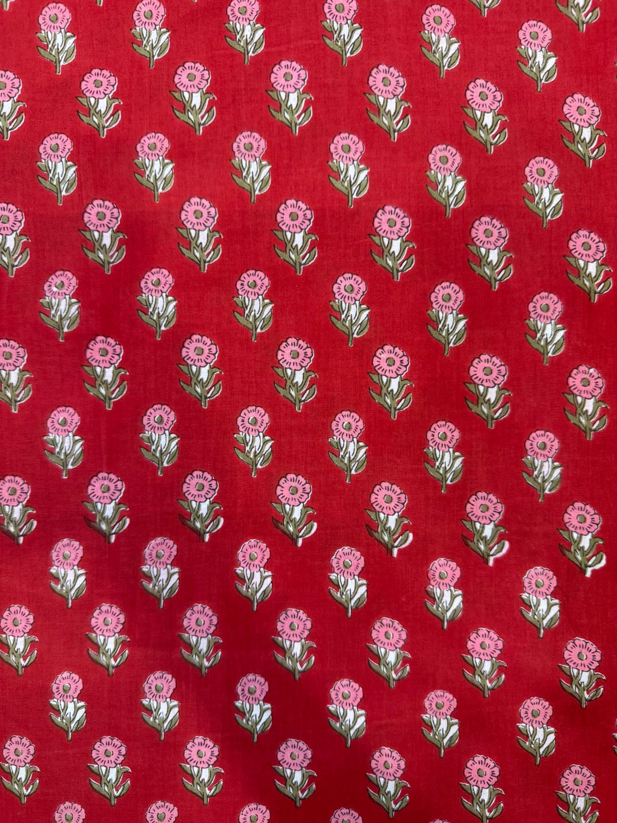 Red Booti Cotton Fabric