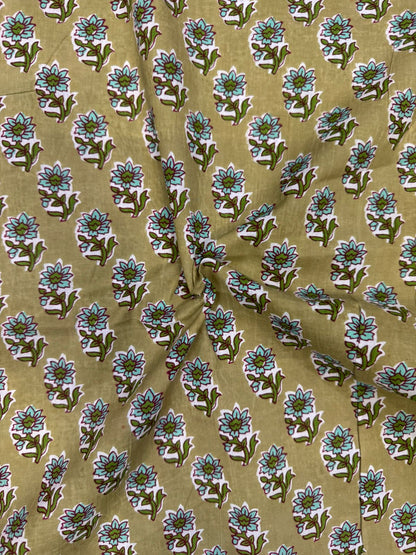 Olive Green Booti Cotton Fabric