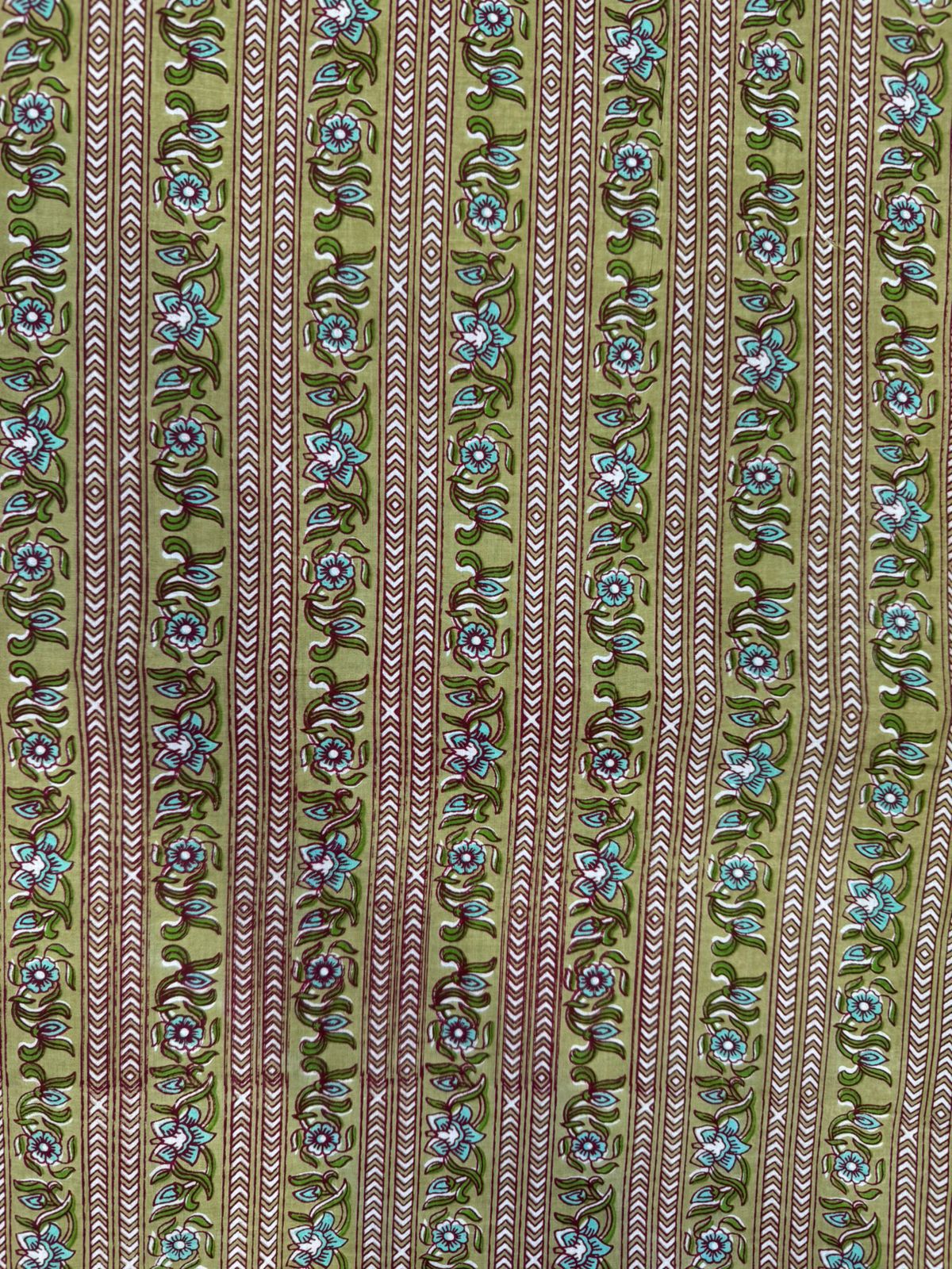 Olive Green Stripes Cotton Fabric