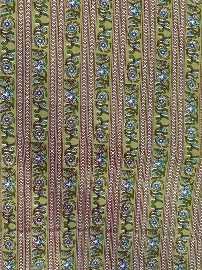 Olive Green Stripes Cotton Fabric